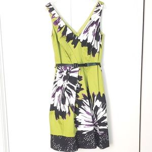 Nine West floral V-neck sleeveless belted dress